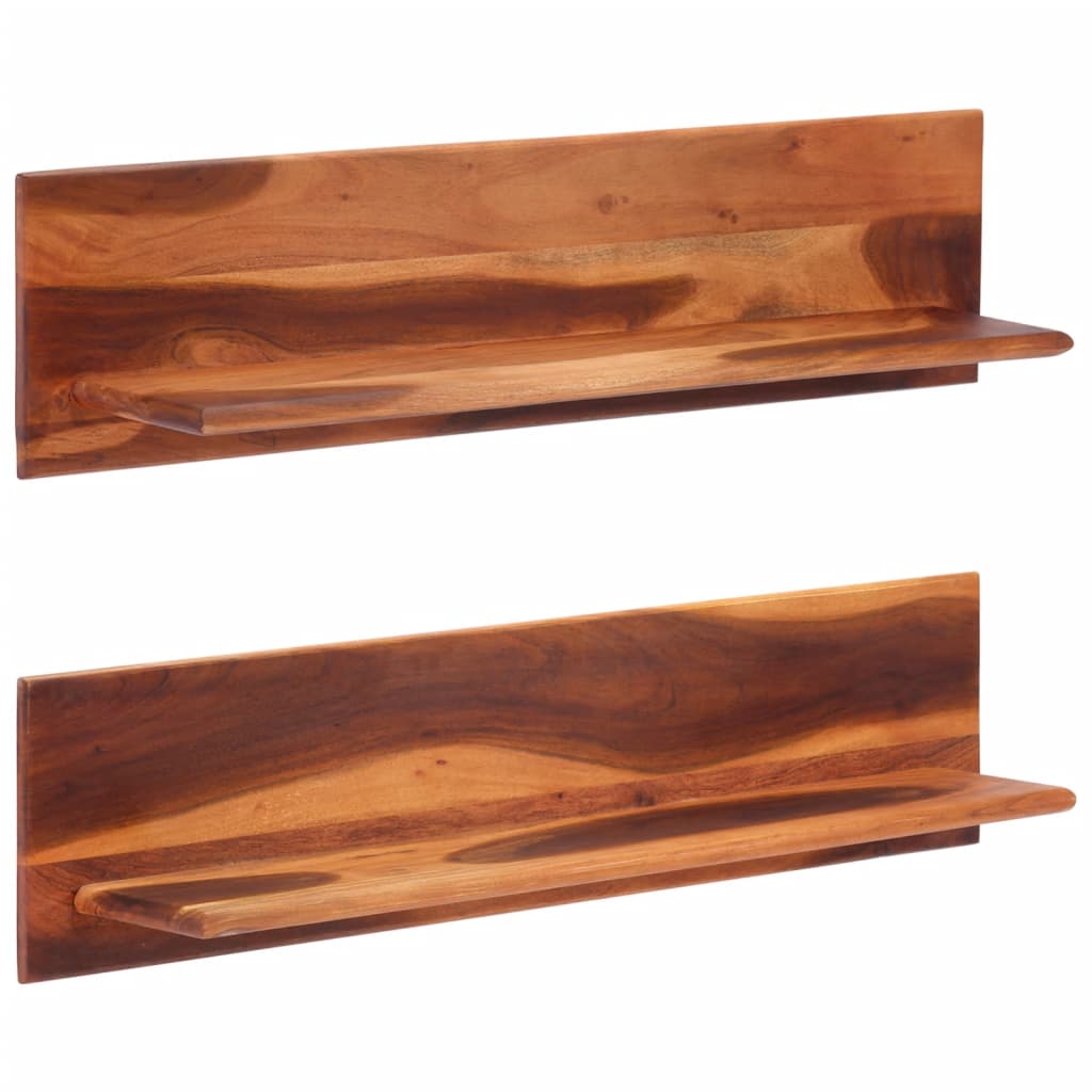 Wall shelves 2 pieces 112x20x26 cm solid acacia wood
