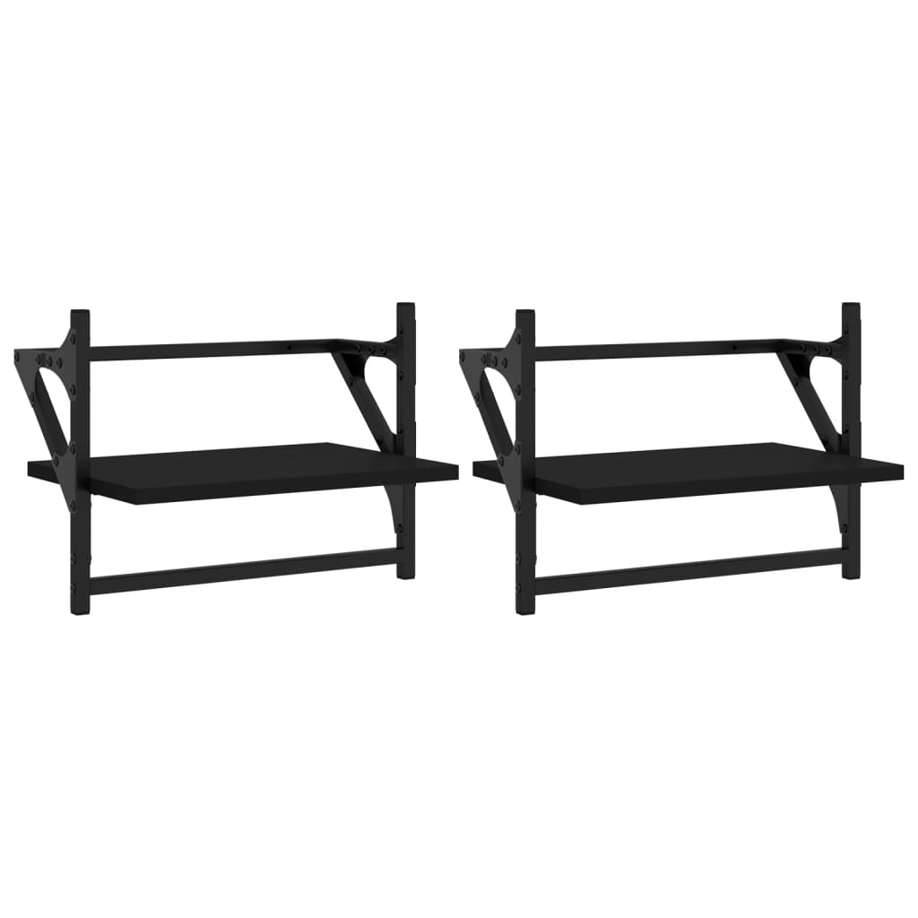 Wall shelves with bars 2 pcs. Black 40x25x30 cm