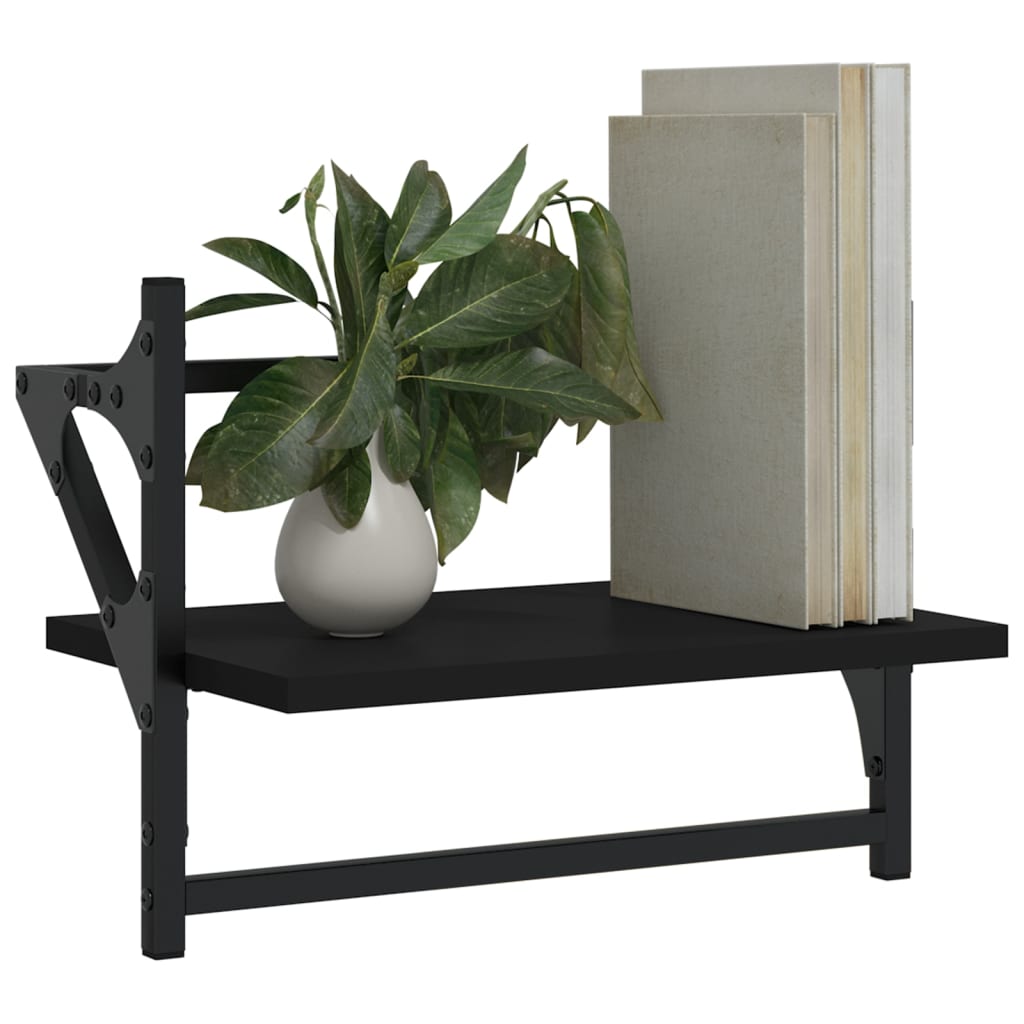 Wall shelves with bars 2 pcs. Black 40x25x30 cm