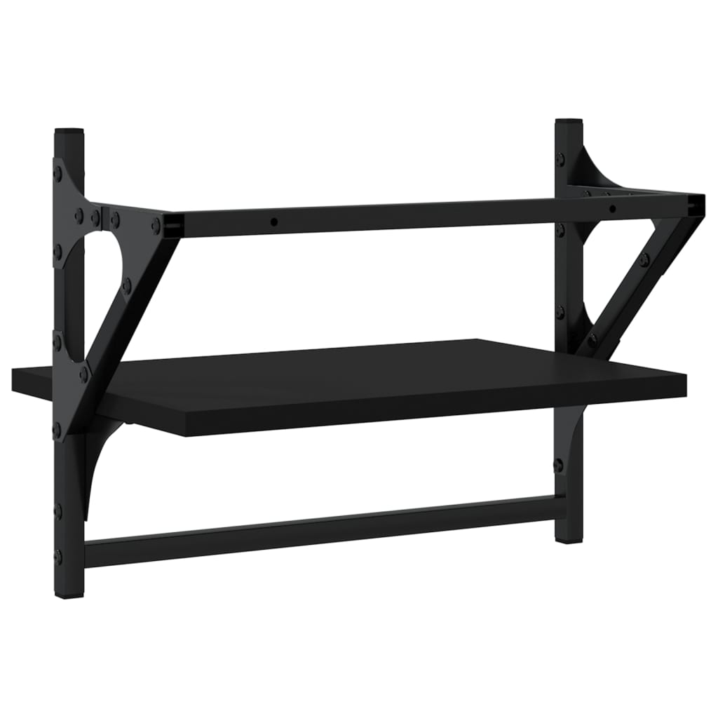 Wall shelves with bars 2 pcs. Black 40x25x30 cm