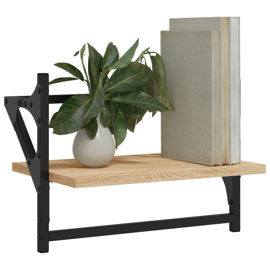 Etagères murales avec barres 2 pcs Chêne Sonoma 40x25x30 cm