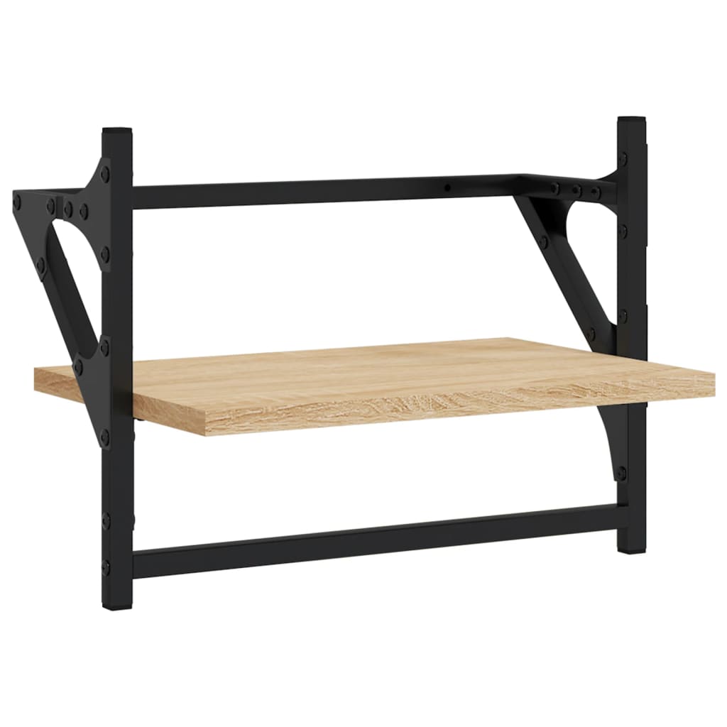 Etagères murales avec barres 2 pcs Chêne Sonoma 40x25x30 cm