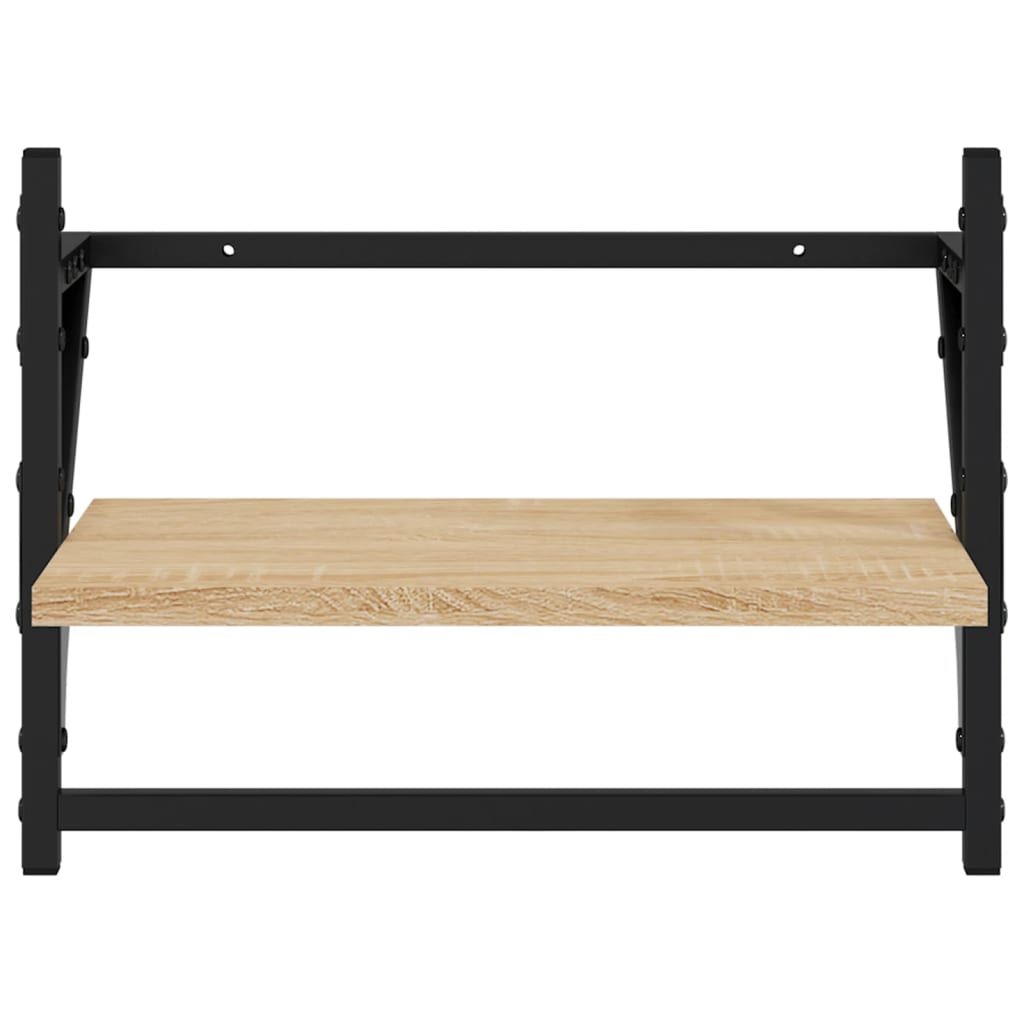 Etagères murales avec barres 2 pcs Chêne Sonoma 40x25x30 cm