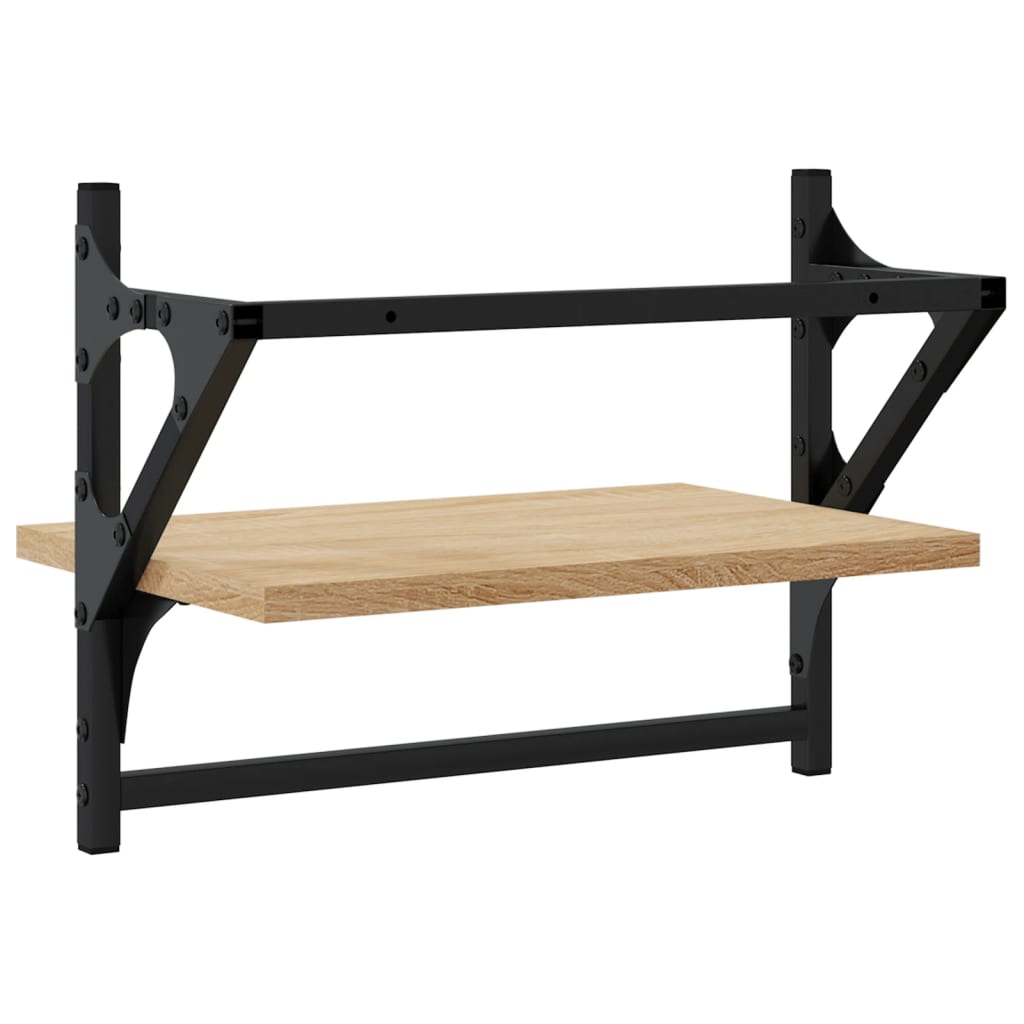 Etagères murales avec barres 2 pcs Chêne Sonoma 40x25x30 cm