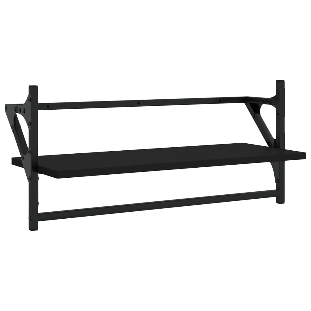 Wall shelves with bars 2 pcs. Black 65x25x30 cm