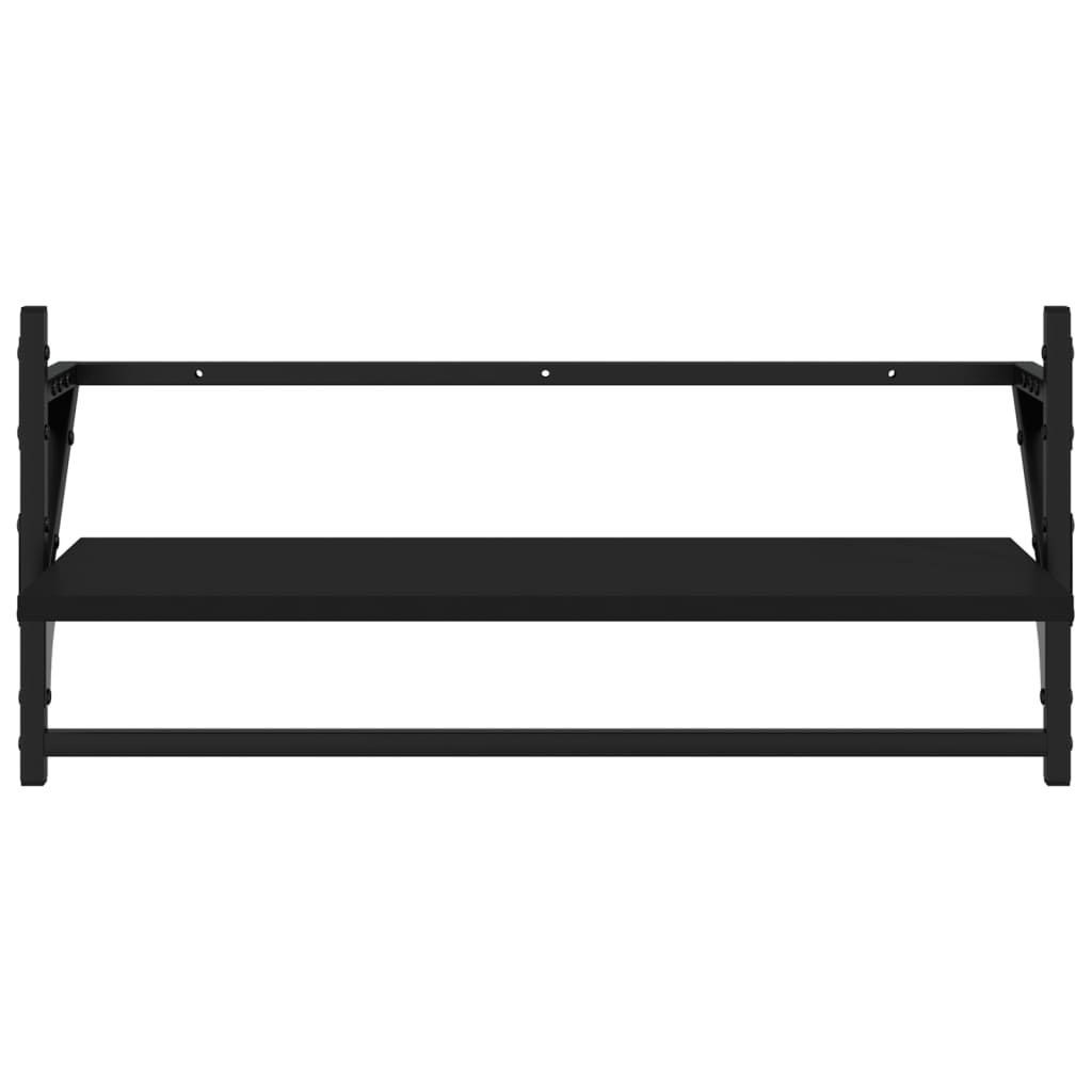Wall shelves with bars 2 pcs. Black 65x25x30 cm