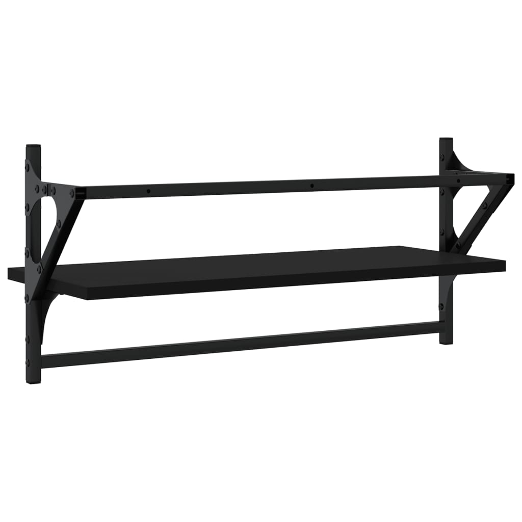 Wall shelves with bars 2 pcs. Black 65x25x30 cm
