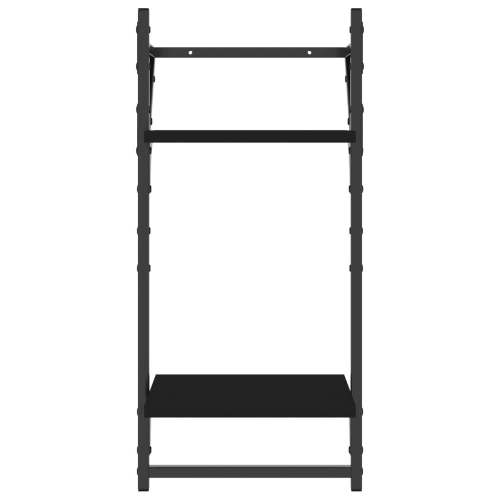Wall shelves with 2 shelves &amp; rods 2 pcs. Black 30x25x65 cm