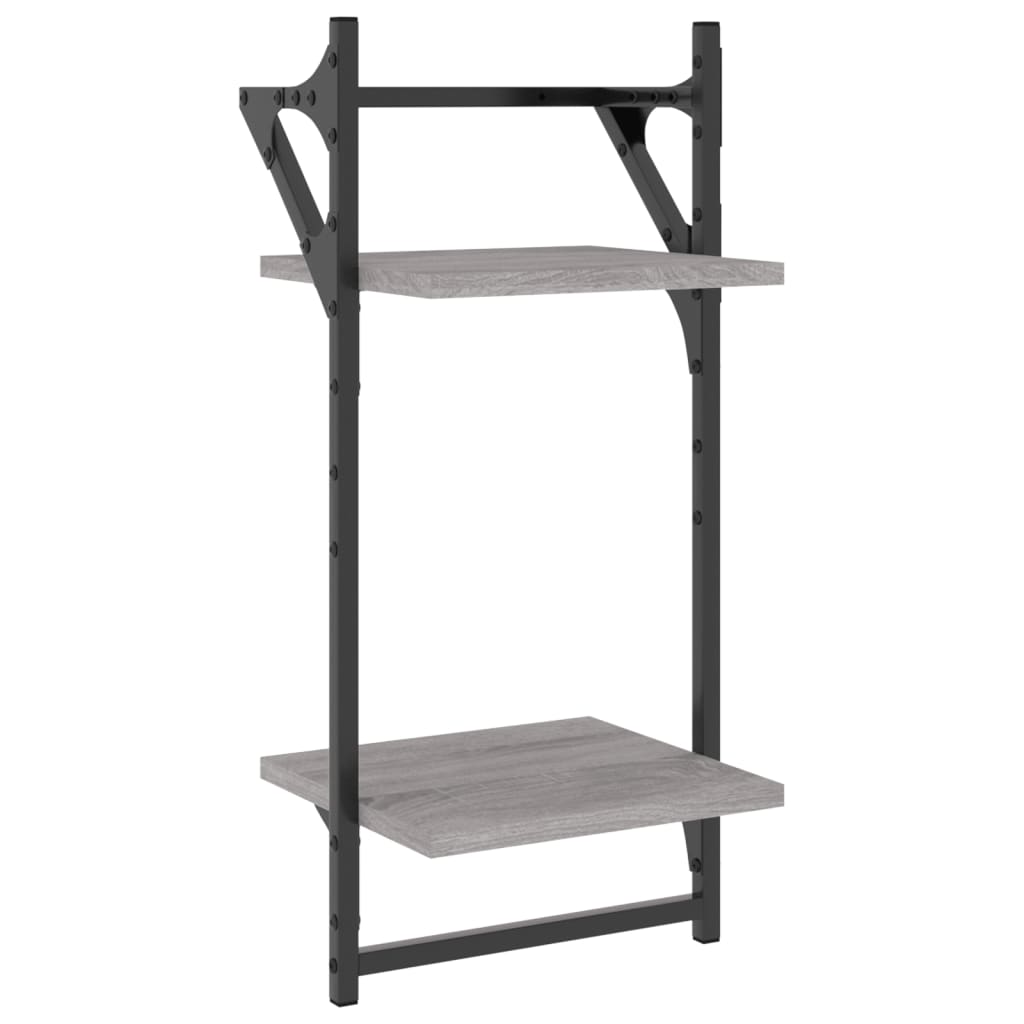 Etagères murales avec 2 étagères &amp; tringles 2 pcs Gris Sonoma 30x25x65cm
