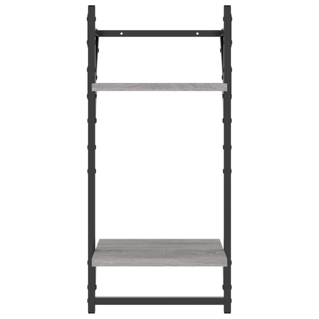 Etagères murales avec 2 étagères &amp; tringles 2 pcs Gris Sonoma 30x25x65cm