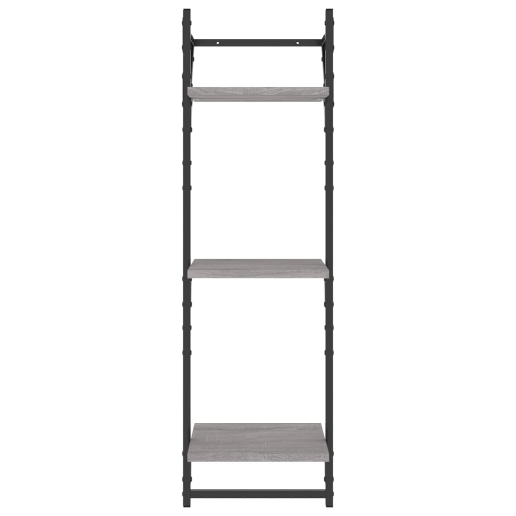 Etagères murales avec 3 étagères et tringles 2 pcs Gris Sonoma