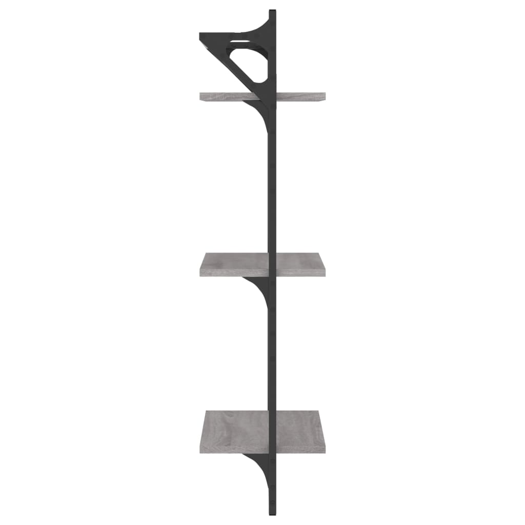 Etagères murales avec 3 étagères et tringles 2 pcs Gris Sonoma