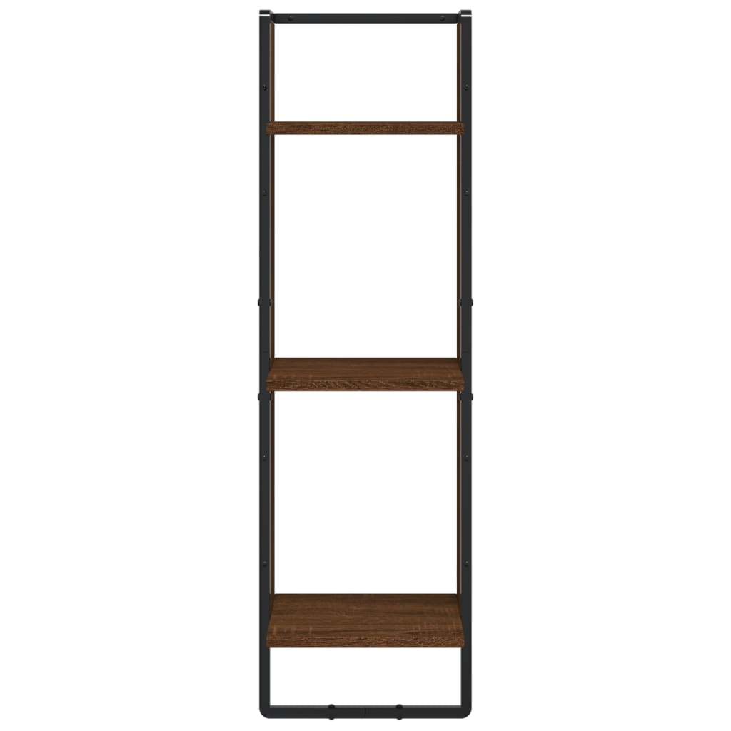 Wall shelf 3 compartments brown oak look 30x25x100cm wood material