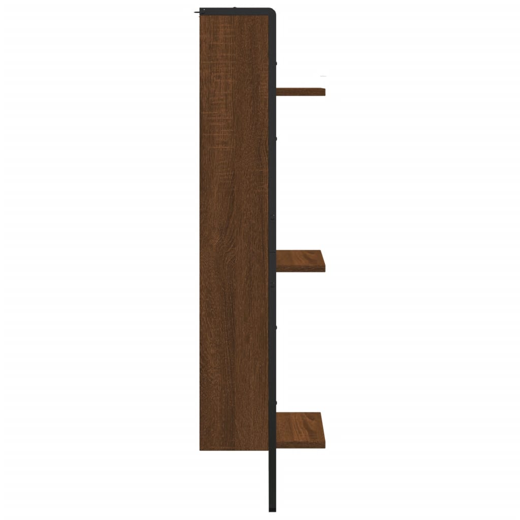 Wall shelf 3 compartments brown oak look 30x25x100cm wood material