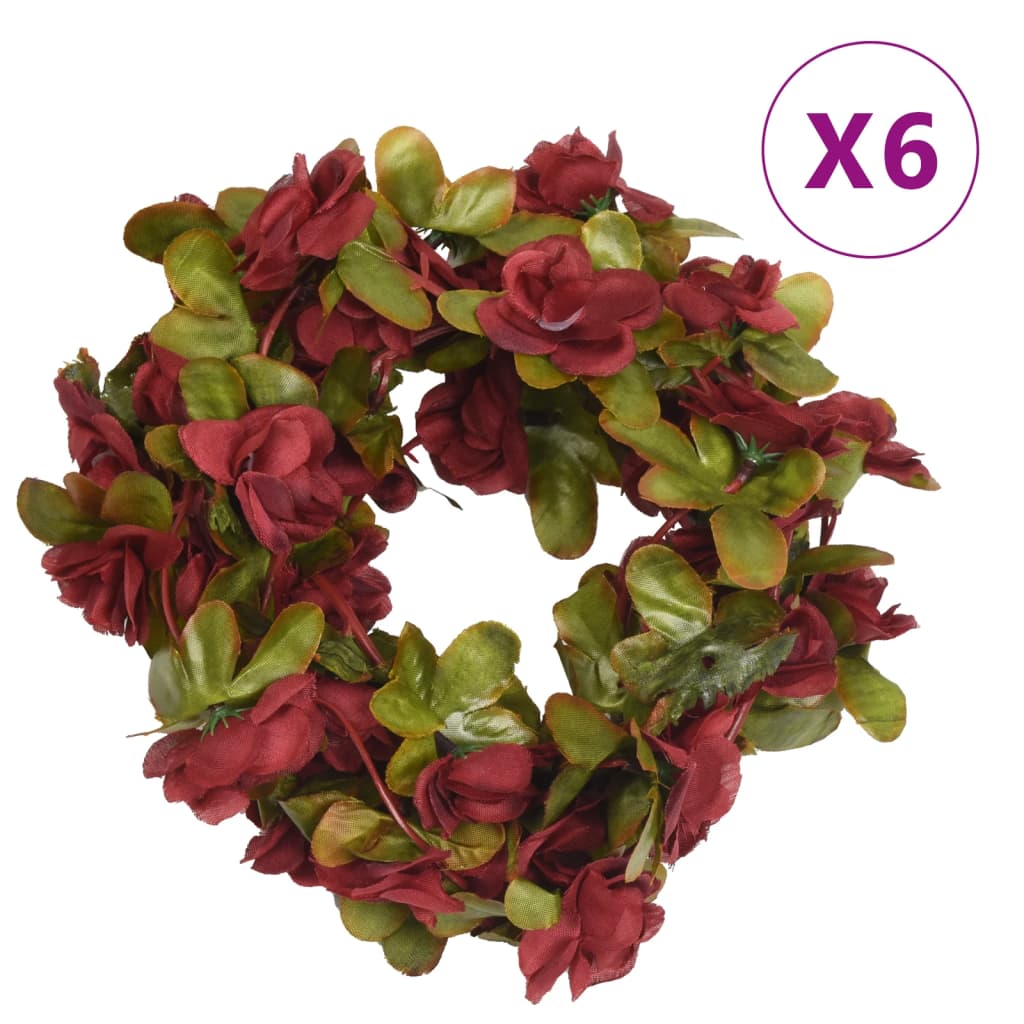 Artificial flower garlands 6 pcs. Wine red 250 cm