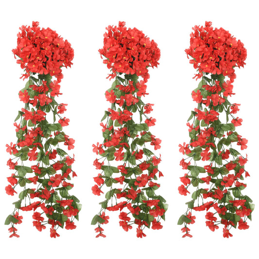 Artificial flower garlands 3 pcs. Red 85 cm
