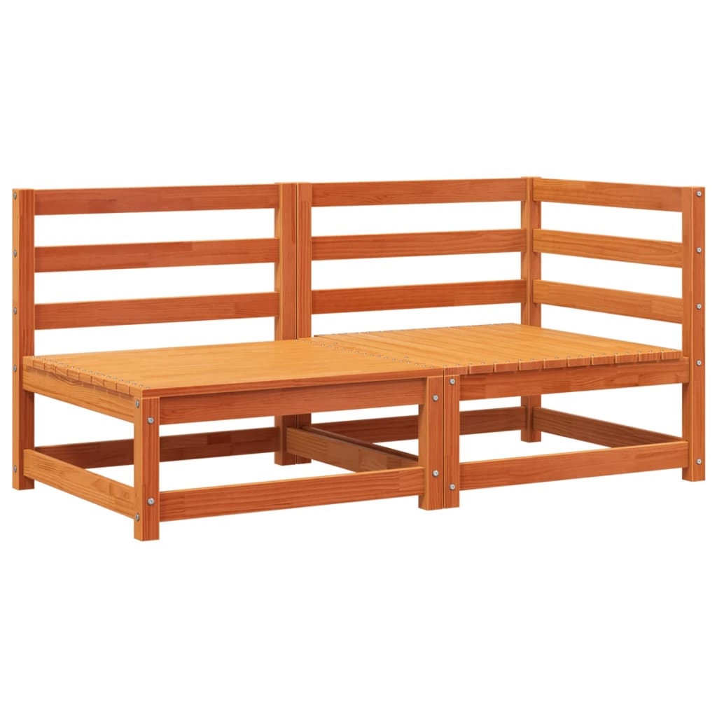Garden sofa 2-seater wax brown solid pine wood