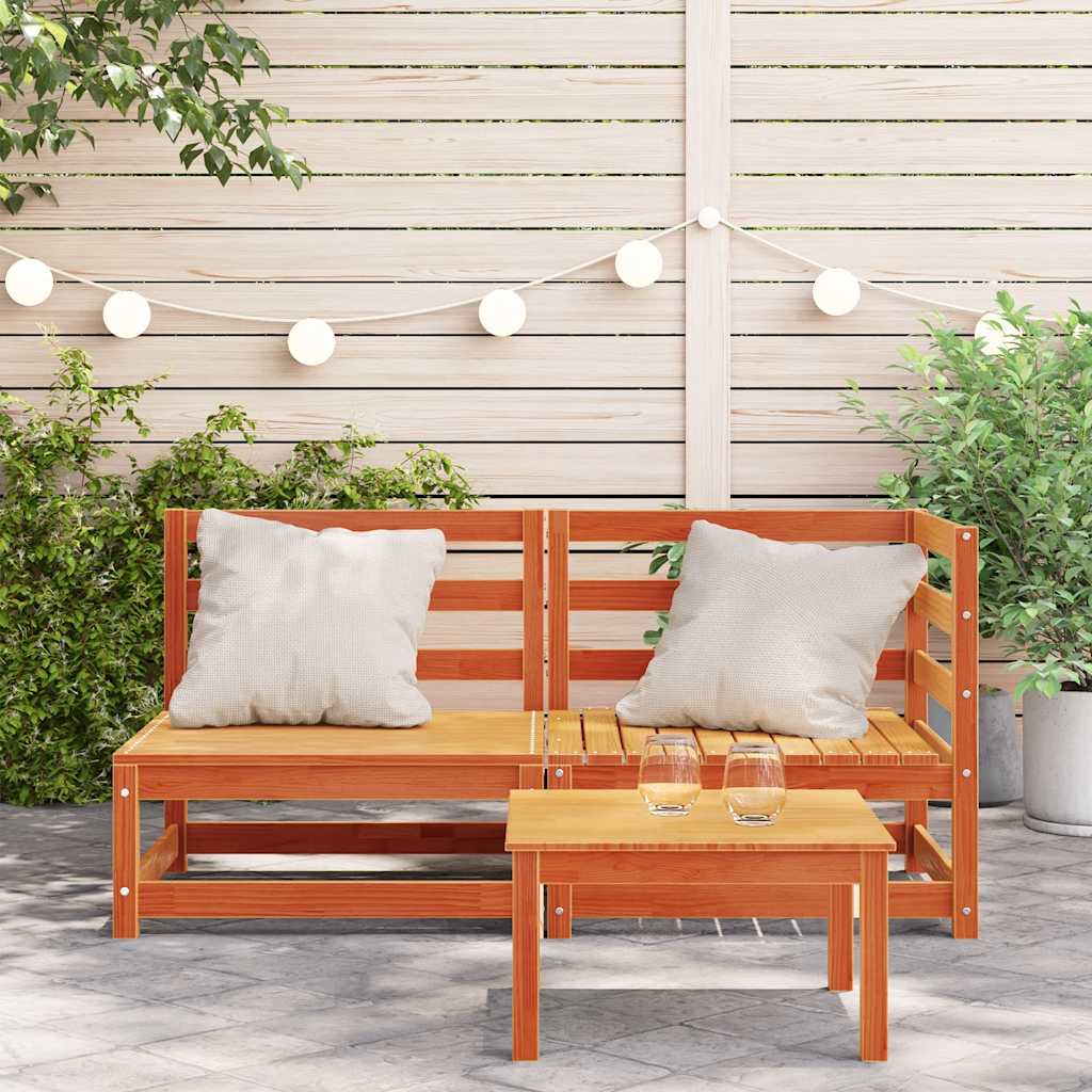 Garden sofa 2-seater wax brown solid pine wood