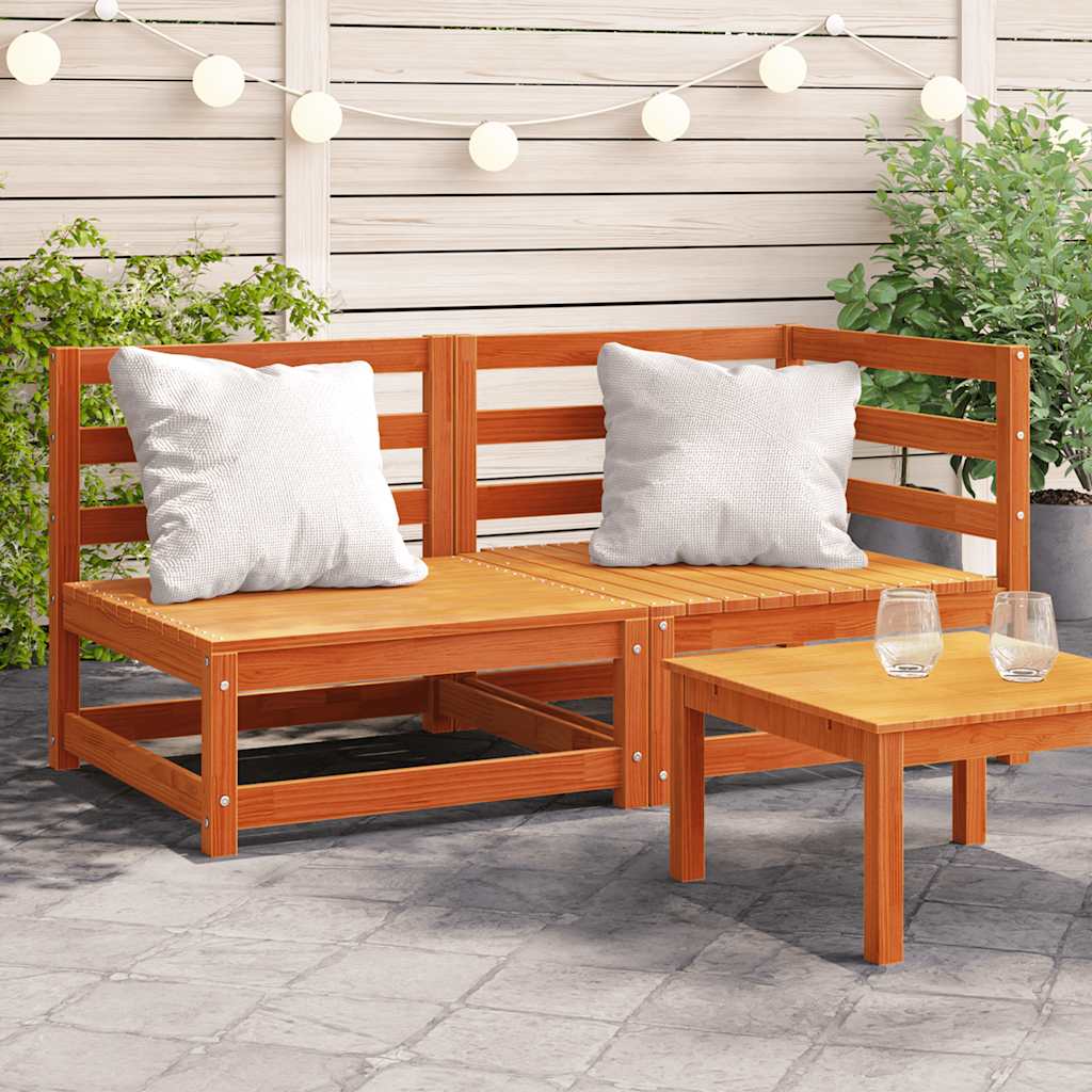 Garden sofa 2-seater wax brown solid pine wood