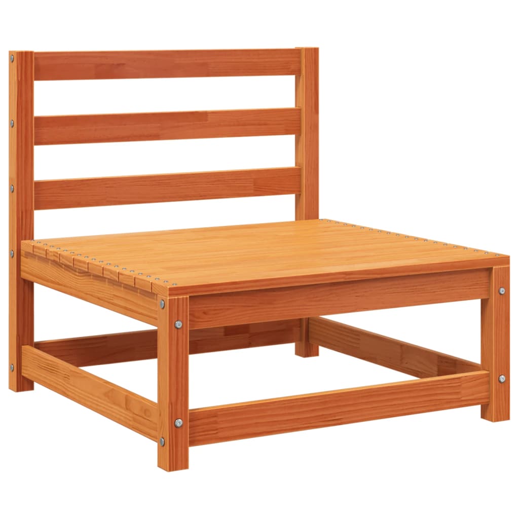Garden sofa without armrests with footstool wax brown pine wood