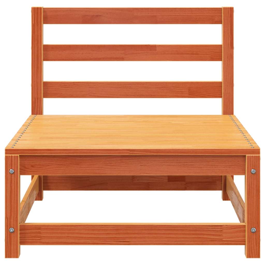 Garden sofa without armrests with footstool wax brown pine wood