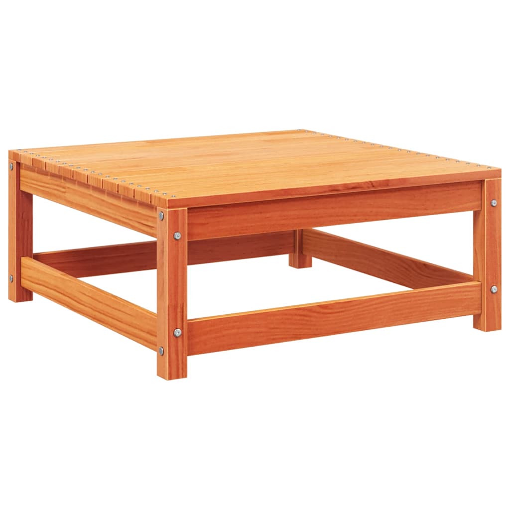 Garden sofa without armrests with footstool wax brown pine wood