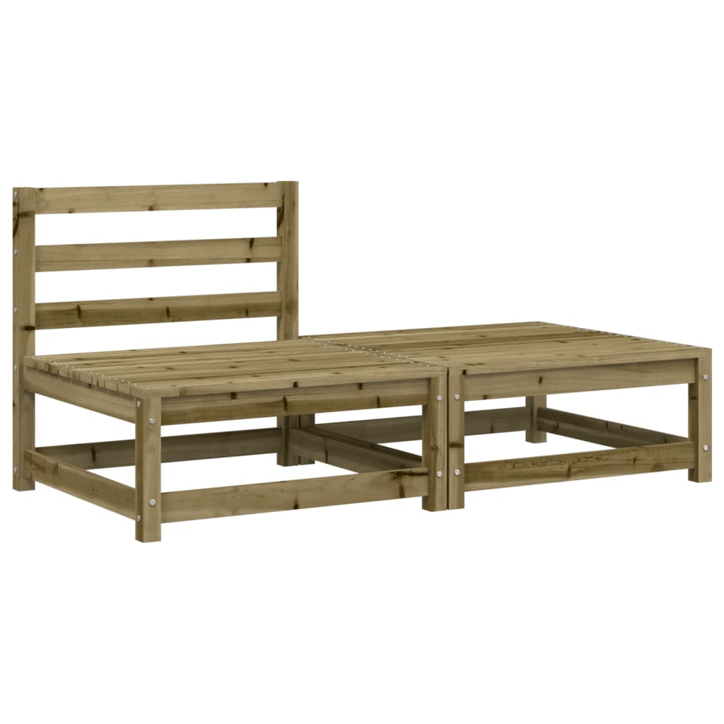 Garden sofa without armrests with stool impregnated pine wood