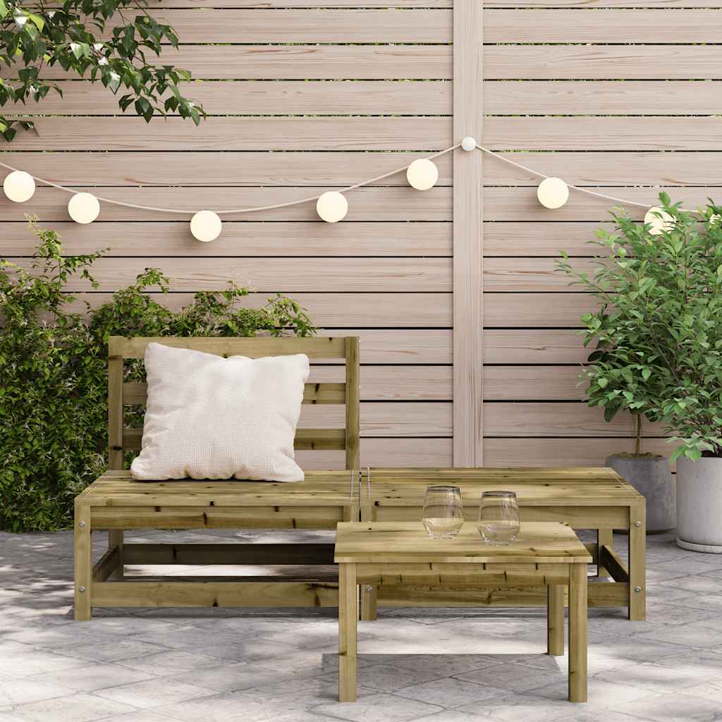Garden sofa without armrests with stool impregnated pine wood
