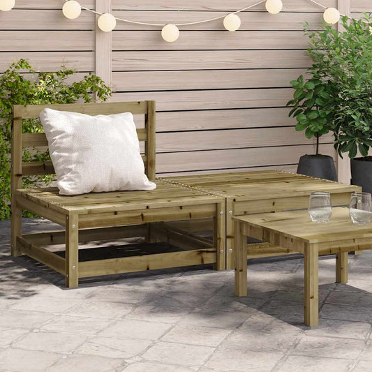 Garden sofa without armrests with stool impregnated pine wood
