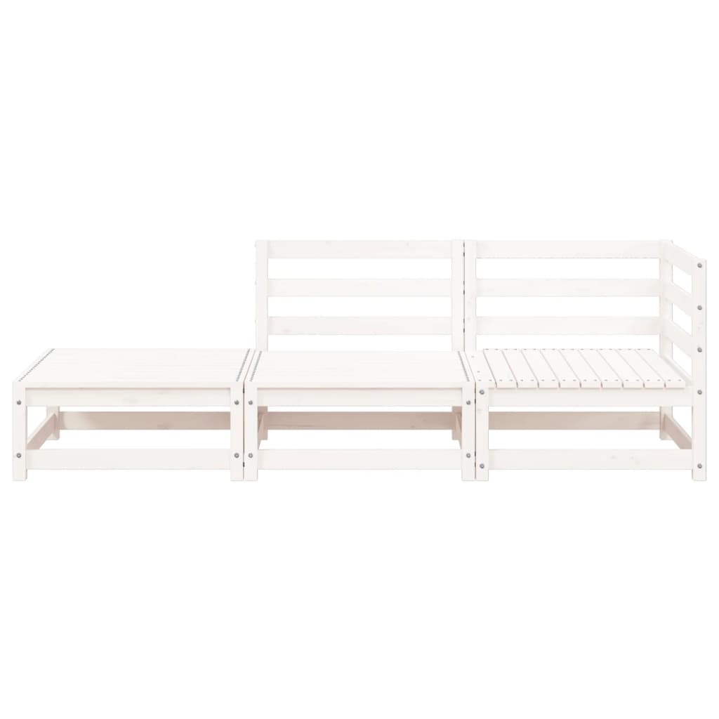 Garden sofa with stool 2-seater white solid pine wood