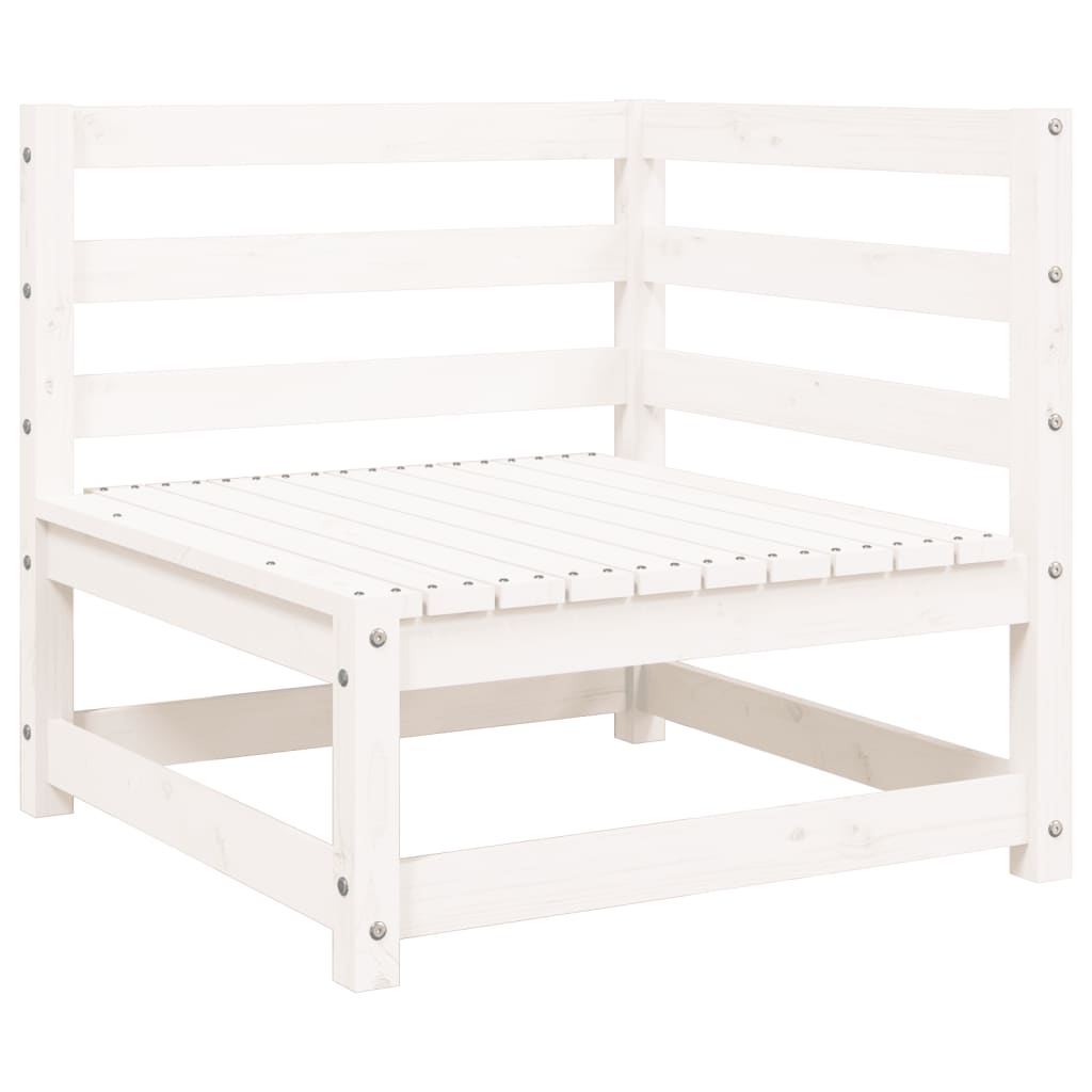 Garden sofa with stool 2-seater white solid pine wood