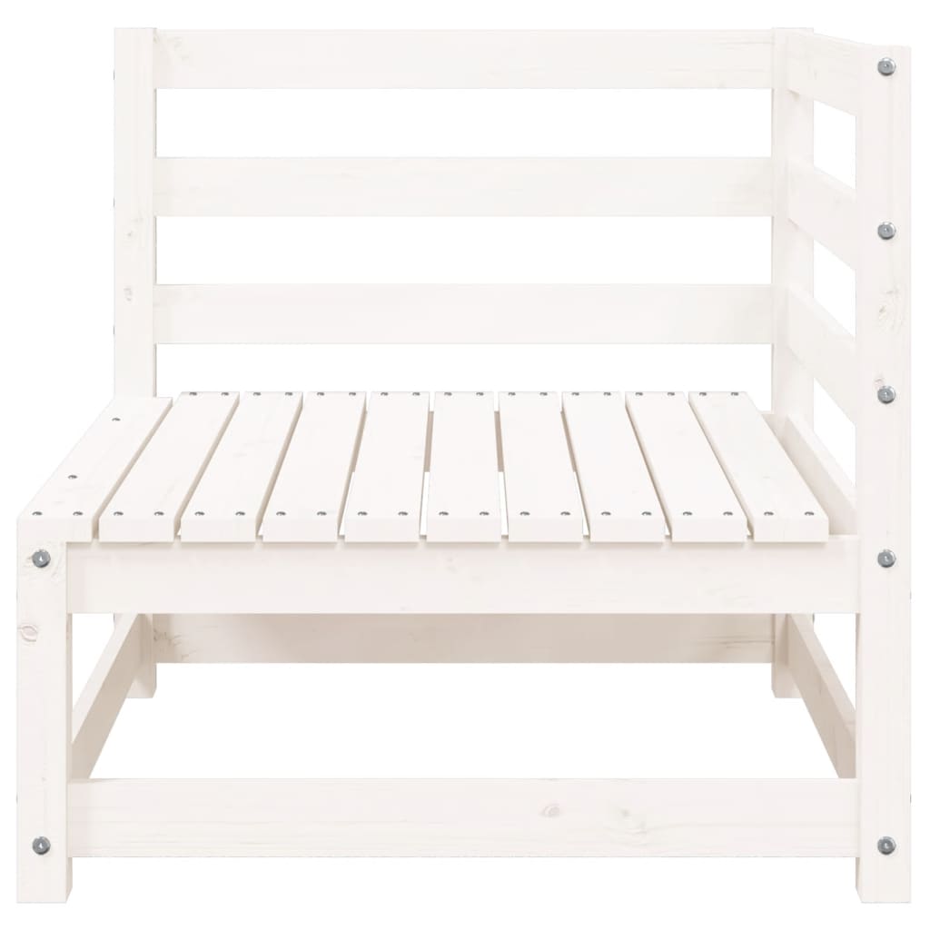 Garden sofa with stool 2-seater white solid pine wood