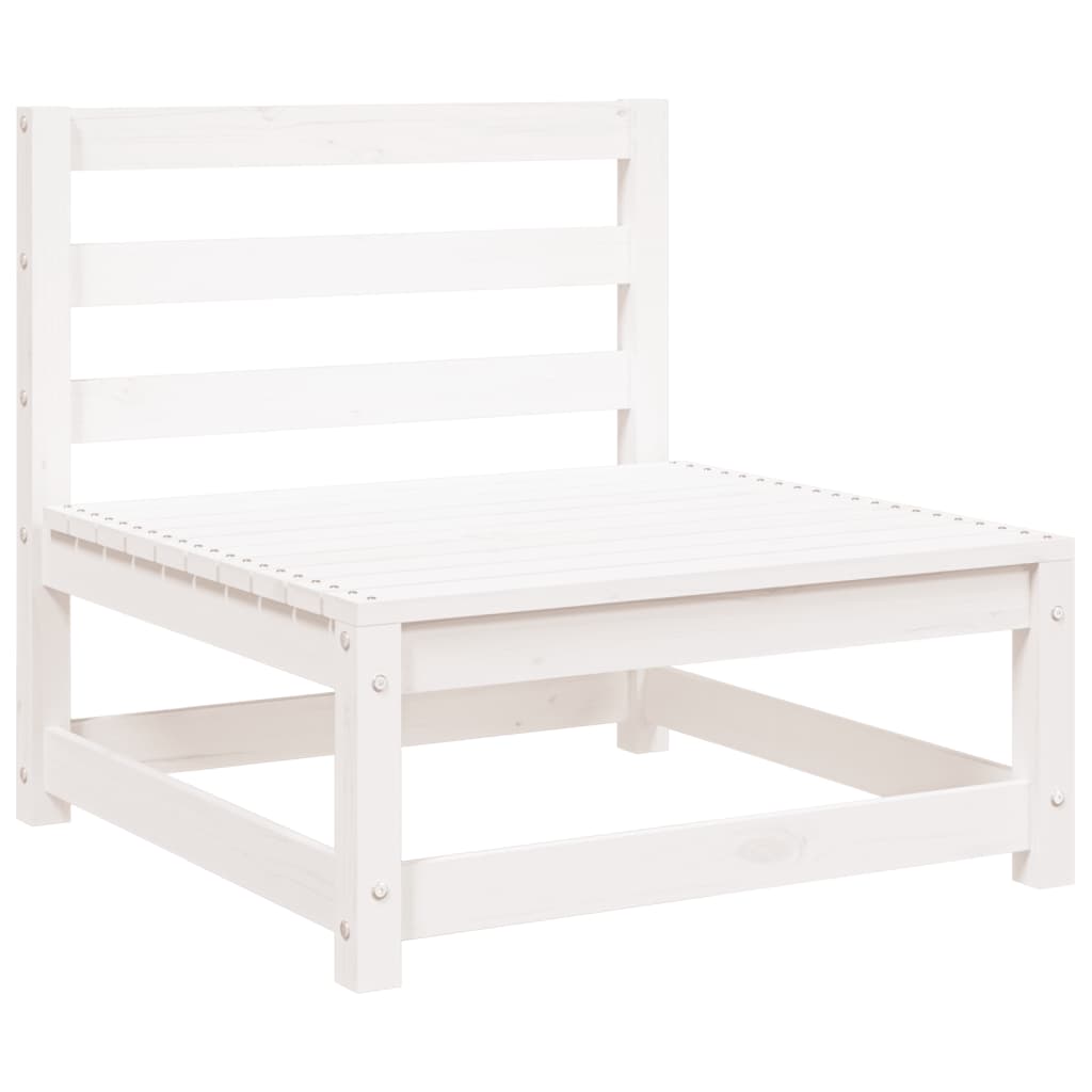 Garden sofa with stool 2-seater white solid pine wood