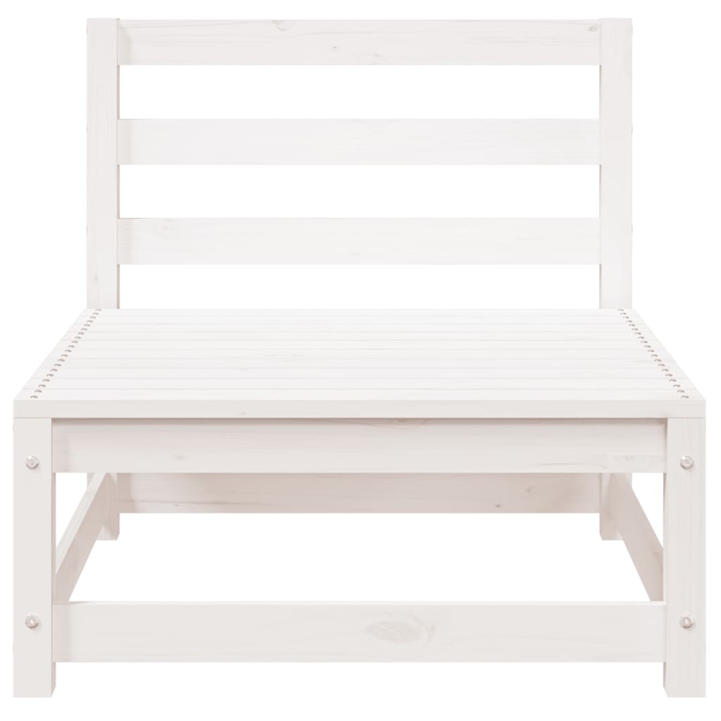 Garden sofa with stool 2-seater white solid pine wood