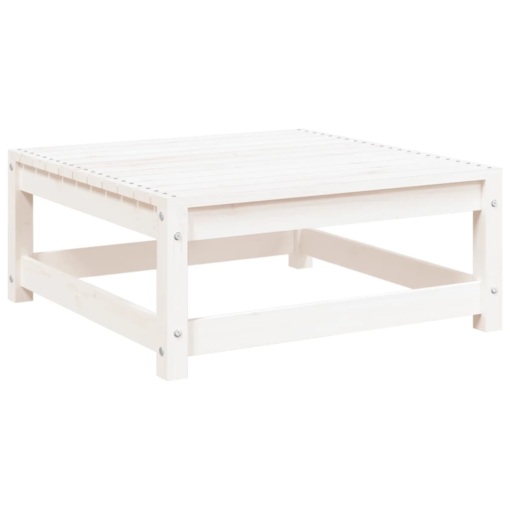 Garden sofa with stool 2-seater white solid pine wood