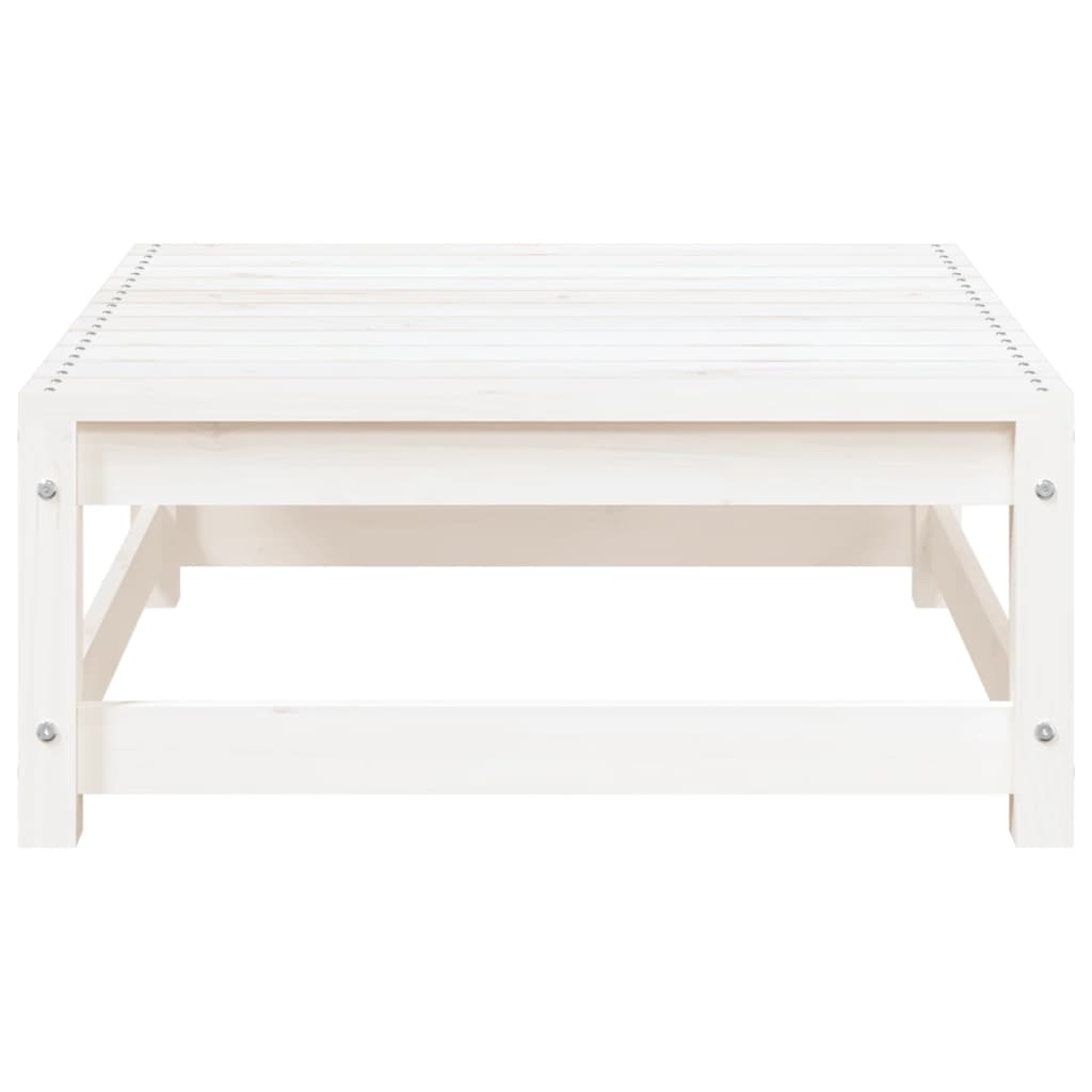 Garden sofa with stool 2-seater white solid pine wood