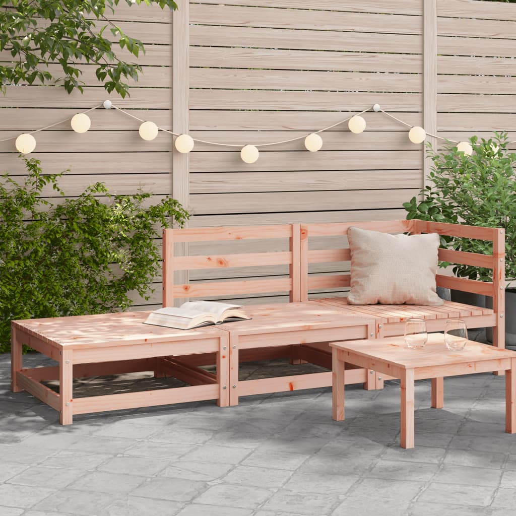 Garden sofa with stool 2-seater solid Douglas fir wood