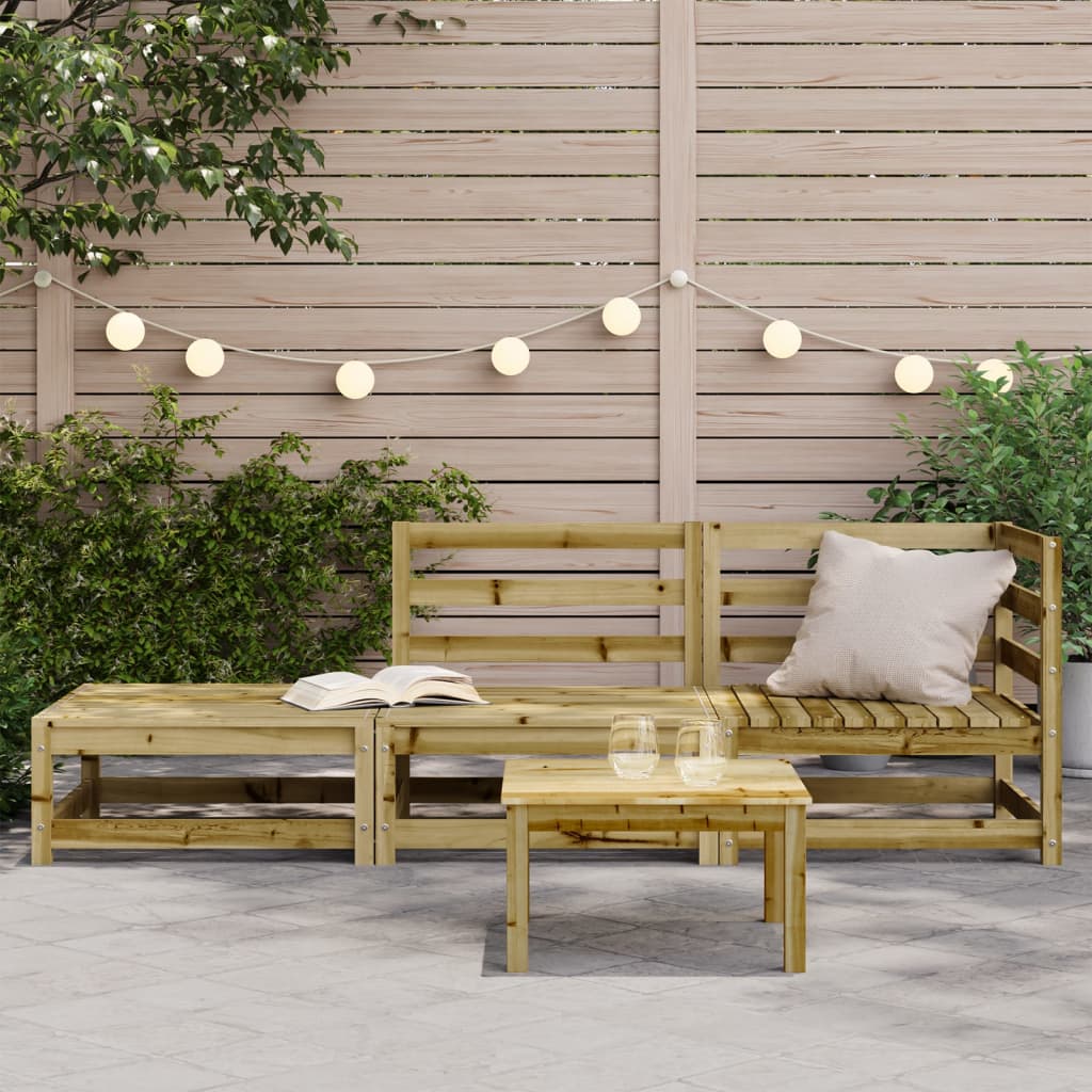 Canapé de jardin avec tabouret 2 places en bois de pin imprégné