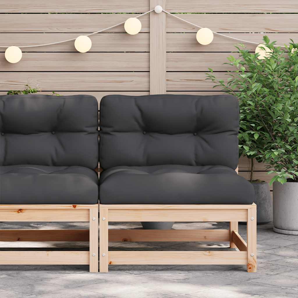 Garden sofa without armrests with solid pine wood cushions