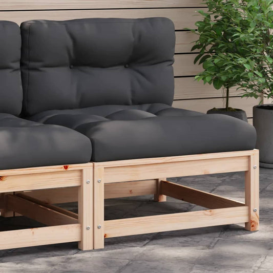 Garden sofa without armrests with solid pine wood cushions