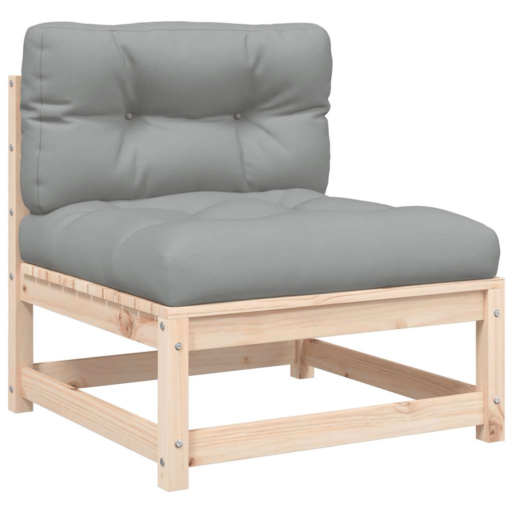 Garden sofa without armrests with solid pine wood cushions