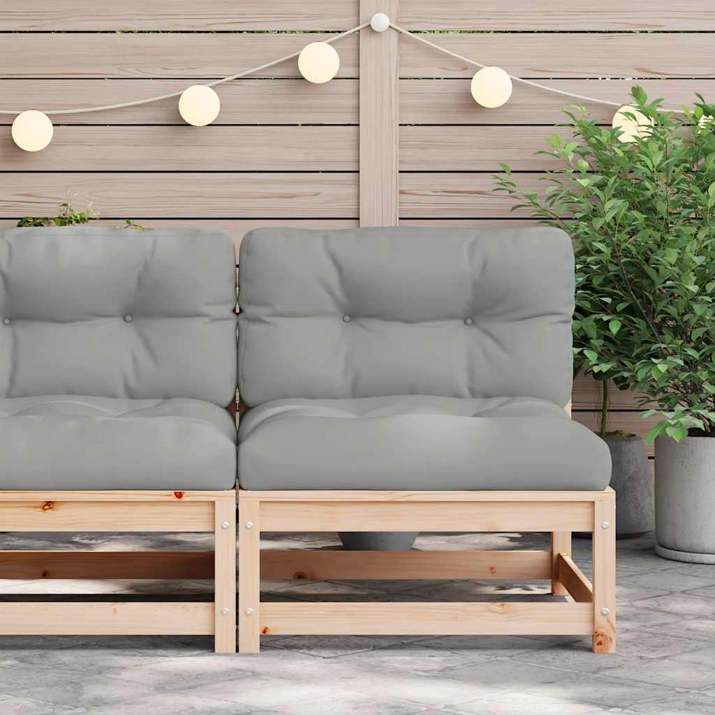 Garden sofa without armrests with solid pine wood cushions