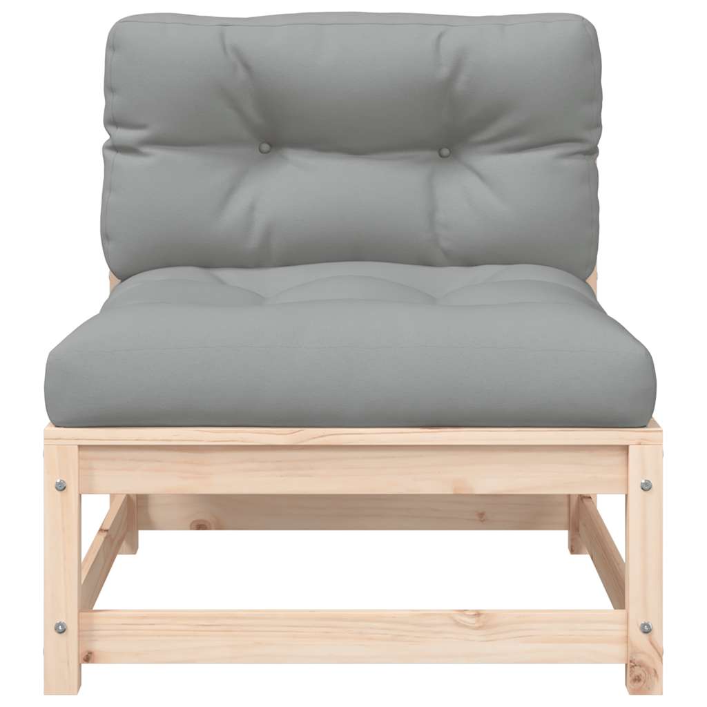 Garden sofa without armrests with solid pine wood cushions