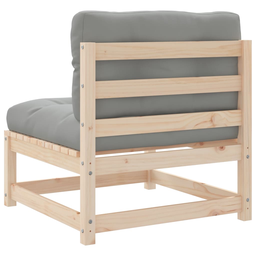 Garden sofa without armrests with solid pine wood cushions