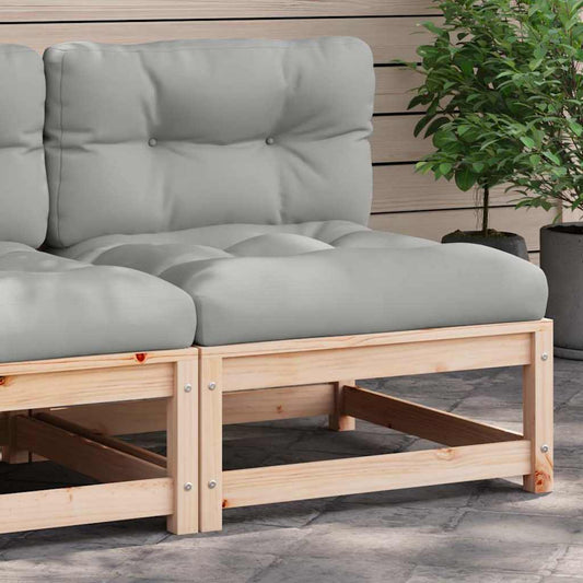 Garden sofa without armrests with solid pine wood cushions