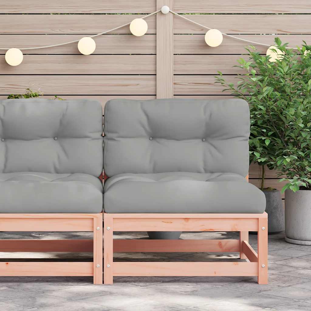 Garden sofa without armrests with cushions made of solid Douglas fir wood