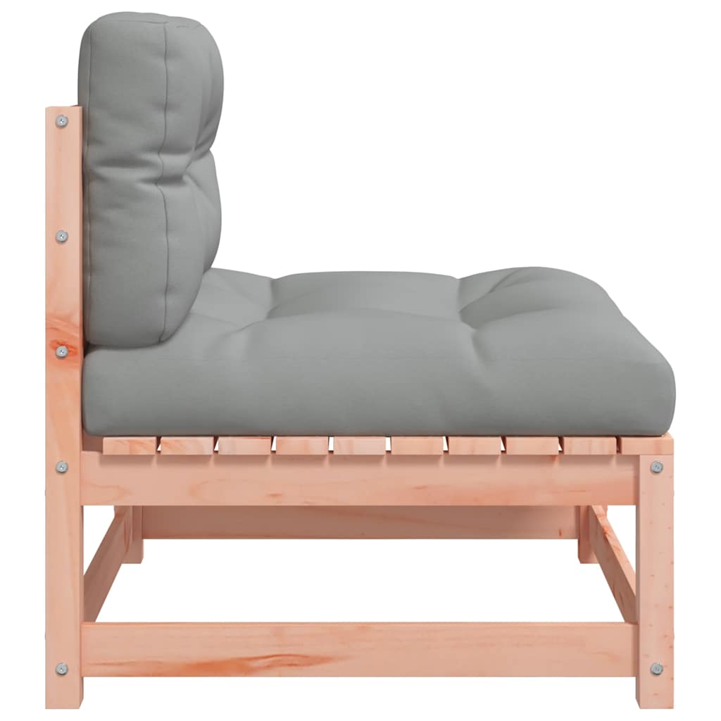 Garden sofa without armrests with cushions made of solid Douglas fir wood