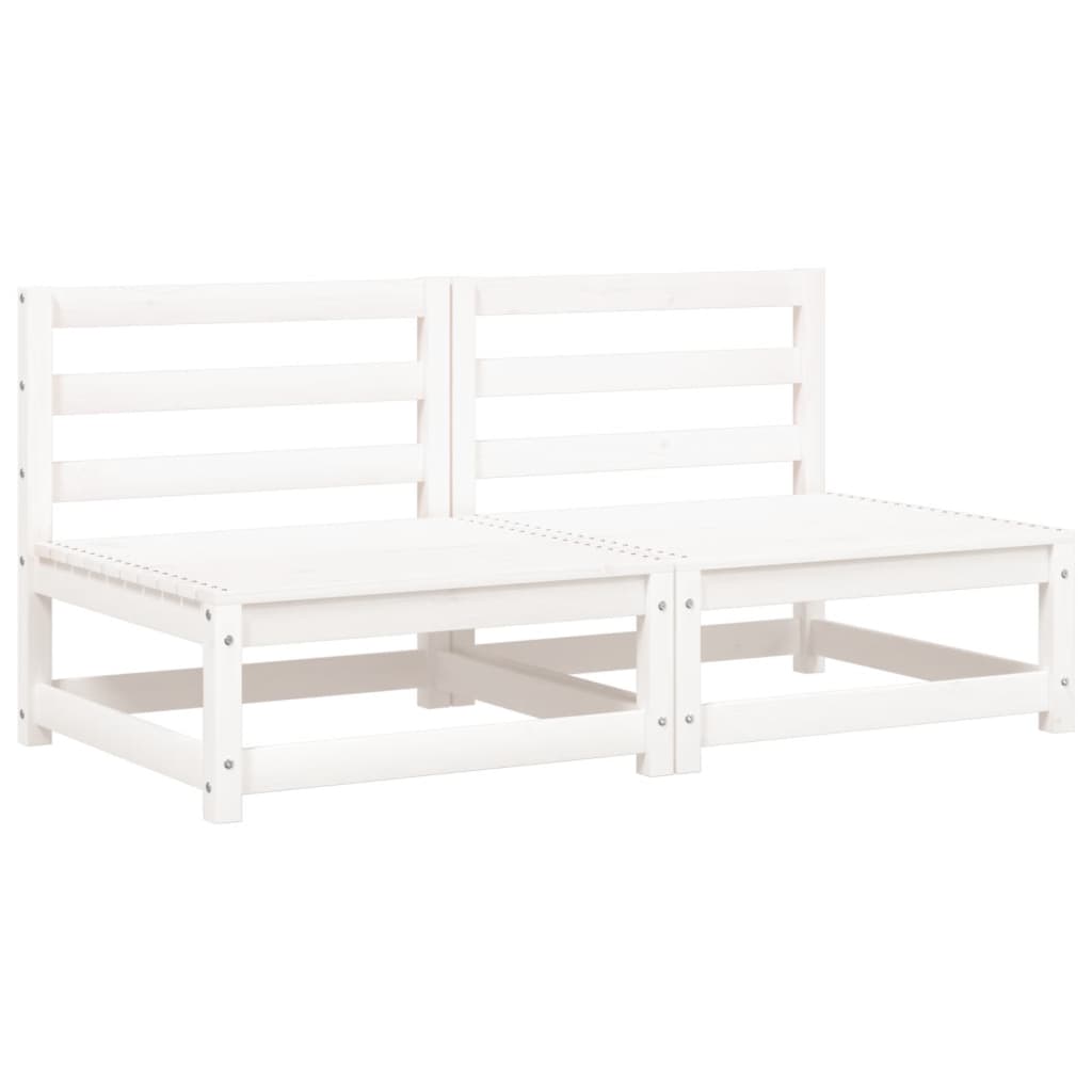 Canapés de jardin sans accoudoirs avec coussins 2 pièces Bois de pin blanc