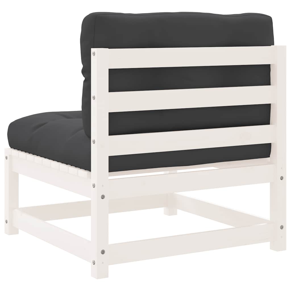 Canapés de jardin sans accoudoirs avec coussins 2 pièces Bois de pin blanc