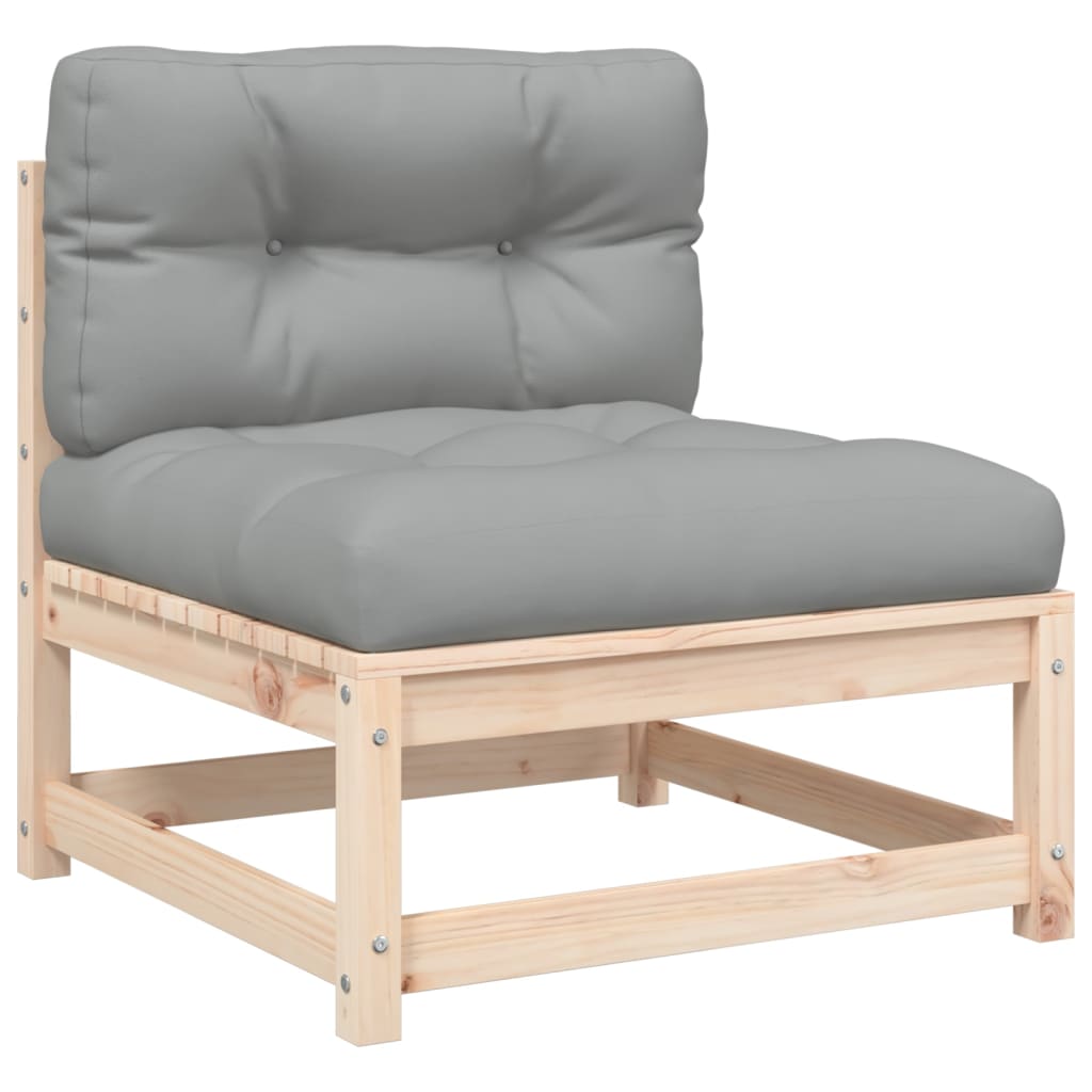 Garden sofa without armrests with cushions and stool
